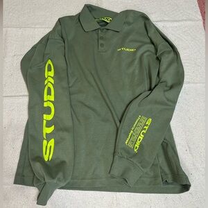 NWT Studio Green Polo with Yellow Accents PacSun